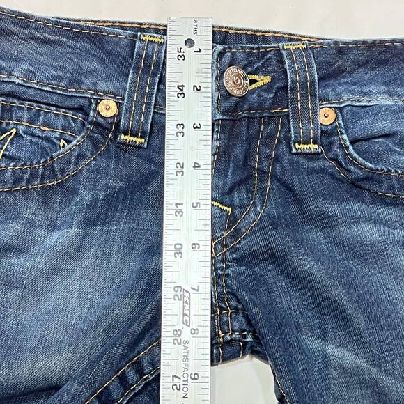 True Religion Candice Flared Jeans Women 26W x 28L Blue Light Washed Distressed - Picture 7 of 13